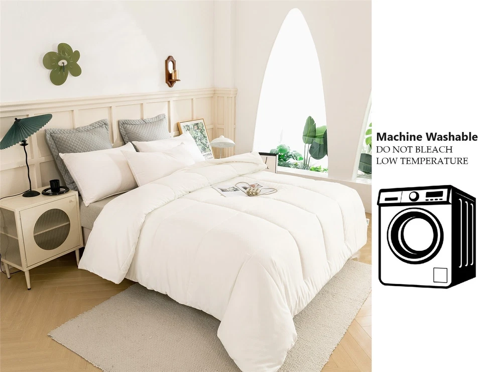 Cotton Blend 7 Pieces Bed In A Bag Down Alternative Comforter Sets, White, King - Image 4 of 4