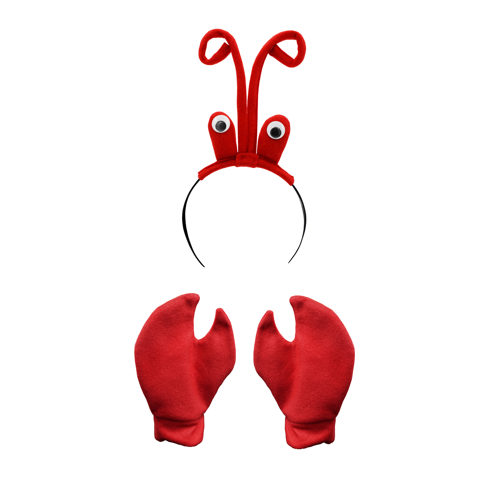 Lobster Headpiece Eyeballs Crab Claws Gloves Headband Kit Crawfish Hat