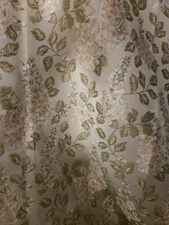 Croscill Jacquard Damask Green Gold Floral Drapes Curtain  40 x 84 Pair
