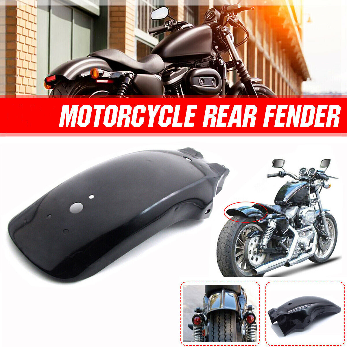 Metal Rear Mudguard Fender For Cruiser Chopper Bobber Cafe Racer Honda Shadow