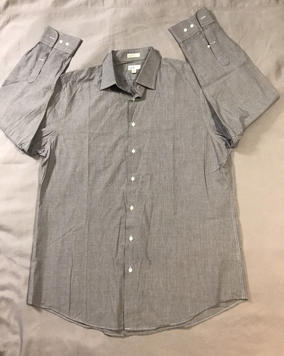 Nordstrom Rack Dress Shirt Mens 16 34/35 Gray Traditional Fit Long Sleeve |  eBay