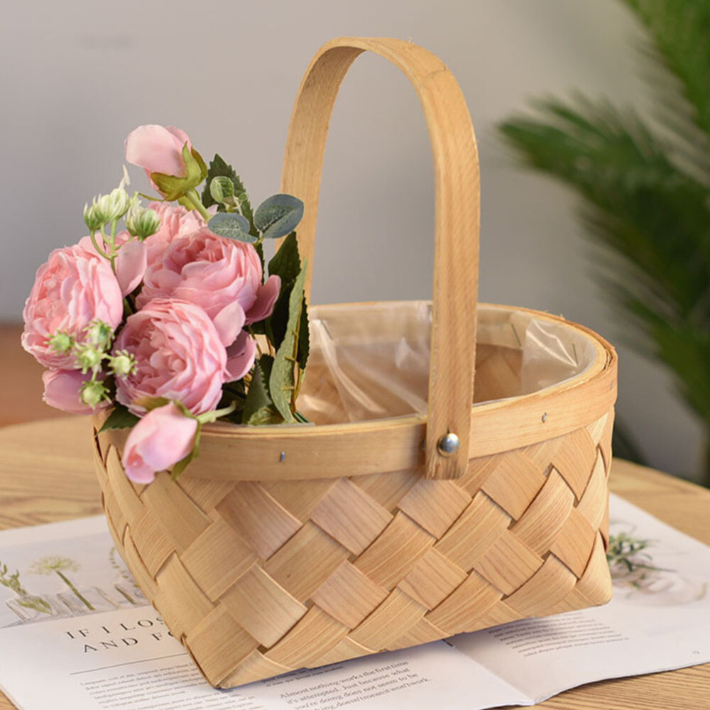Rattan Woven Storage Basket Gift, Picnic, Fruits, Vegetables, Bread eBay