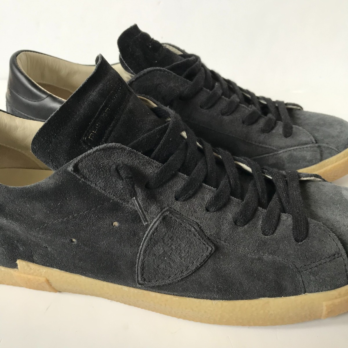 Philippe Model Temple Low Top Sneakers Mens 47 US 13 Navy Blue Leather Trainers Philippe Model sneakers in navy blue leather main image 3