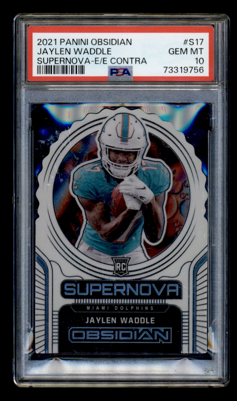 Jaylen Waddle Panini Obsidian Supernova #S17 Electric Etch Contra
