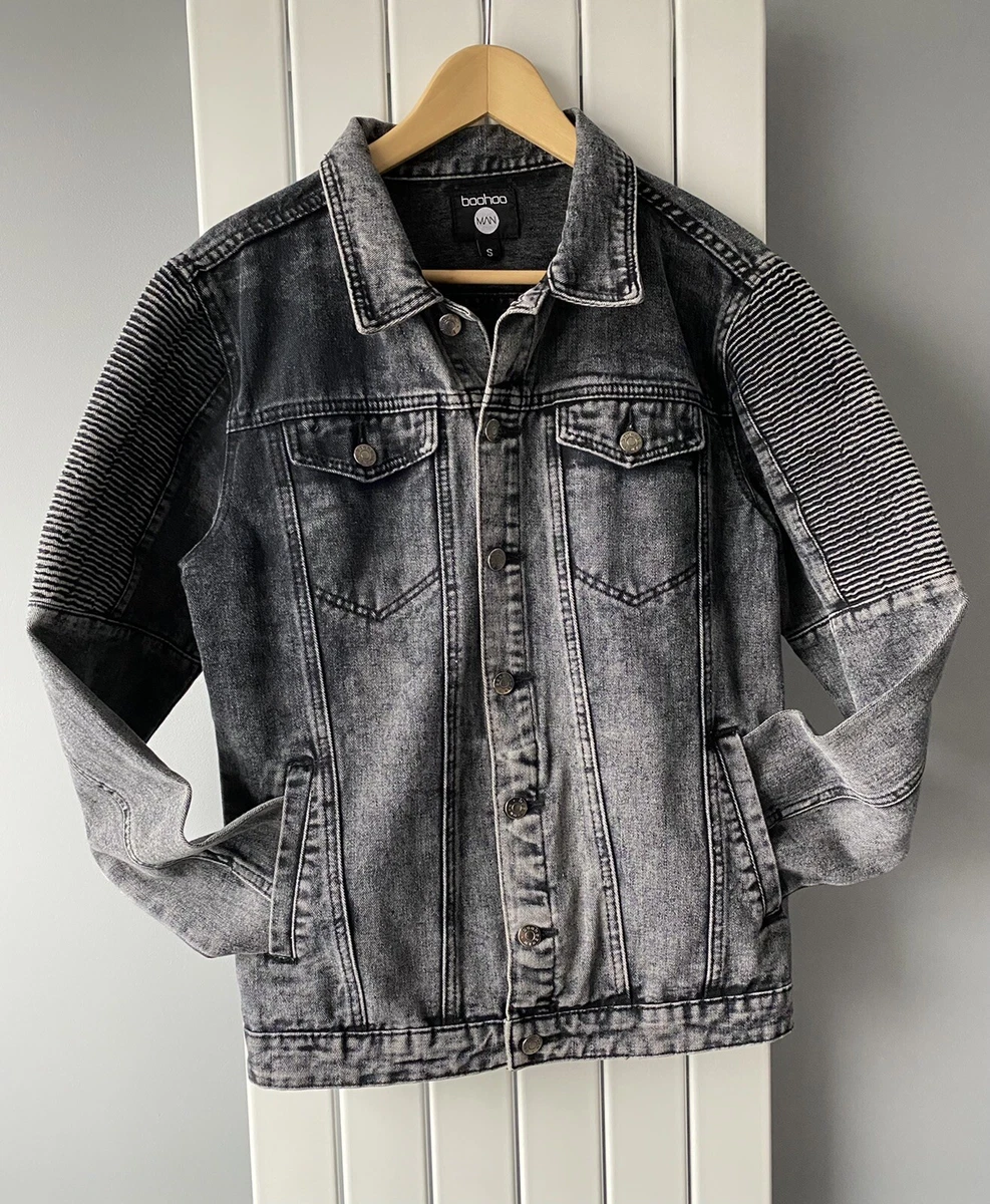 Mens denim top jacket boohoo