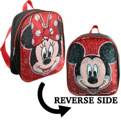 MOSQ Mickey & Minnie Small Backpack with Reversible Sequins 12'' x 10''