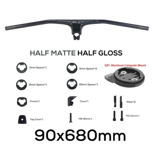 -20° Manillar Integrado de Fibra de Carbono Completa Bicicleta MTB 70/80/90/100mm*680-740mm - Imagen 16 de 44