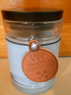 New WoodWick 8 oz Jar Candle DRIFTWOOD, Crackles As It Burns, Decorative Jar