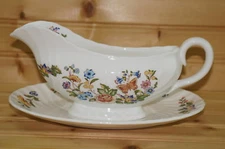 Aynsley Cottage Garden Gravy Boat or Sauce Bowl with Underplate, 8 1/2" x 6 1/4"