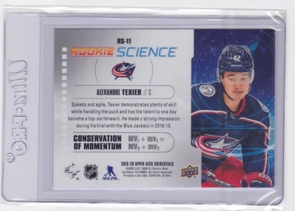 19-20 UD CREDENTIALS ROOKIE SCIENCE INSERT ALEXANDRE TEXIER #RS-11 BLUE JACKETS - Image 2 of 2