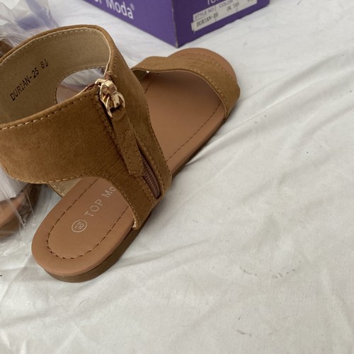Top Moda Womens Chenille Slingback Sandals Beige Strap Buckle 8 1/2 New - Picture 5 of 6
