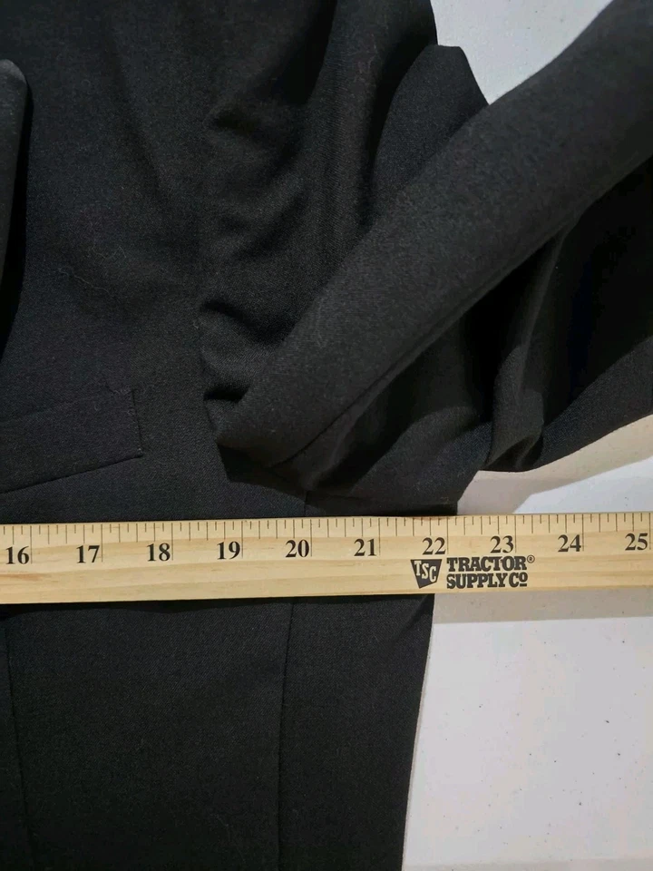 Neil Allyn Tuxedo Black 100% Wool Jacket 43R Pants Satin Trim Adj 36-38x28  - Image 4 of 4