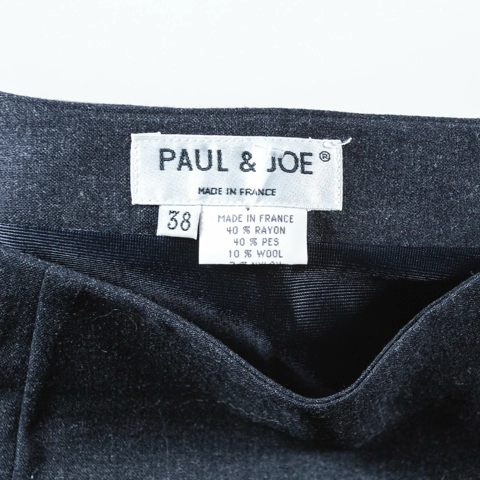 Paul & Joe Straight Pencil Skirt Size 38 Charcoal Gray Floral Embroidered Wool - Image 2 of 4