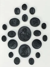 #11n 20 BLACK Grand Tour plaster intaglios REPLICA cameos 