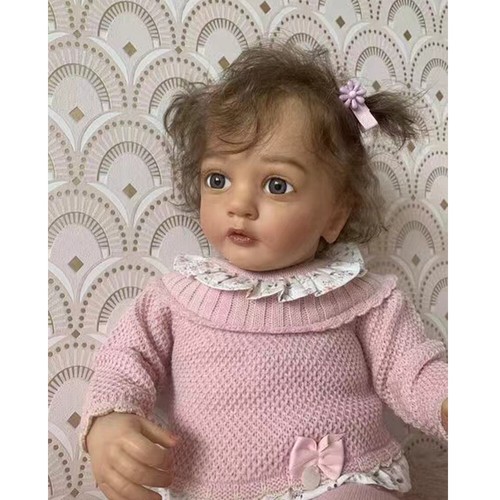24" Finished Reborn Baby Doll Ayana Newborn Girl Short Yellow Hair Handmade Gift - Picture 4 of 5
