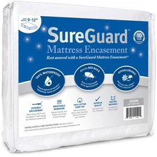 Queen (9-12 in. Deep) SureGuard Mattress Encasement - 100% Waterproof, Bed Bu...
