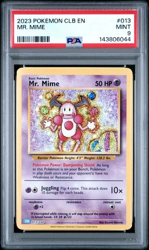 2023 POKEMON CLB-CLASSIC BLASTOISE & SUICUNE EX DECK #013 MR. MIME PSA 9