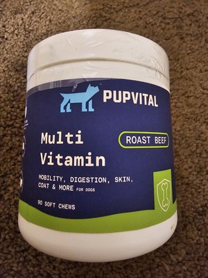 Pupvital  Multi Vitamin 90 Soft Chews For Dogs (Roast Beef) GMP FDA , USA Made