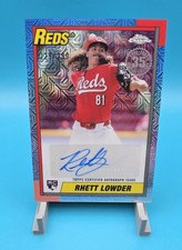 2025 Topps Series 1 RHETT LOWDER RC /299 AUTO 1990 Topps CHROME Silver MOJO Reds