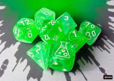 Chessex Lab Dice 9 - Nebula Gelatinous/white Polyhedral 7-Dice Set (with bonus d