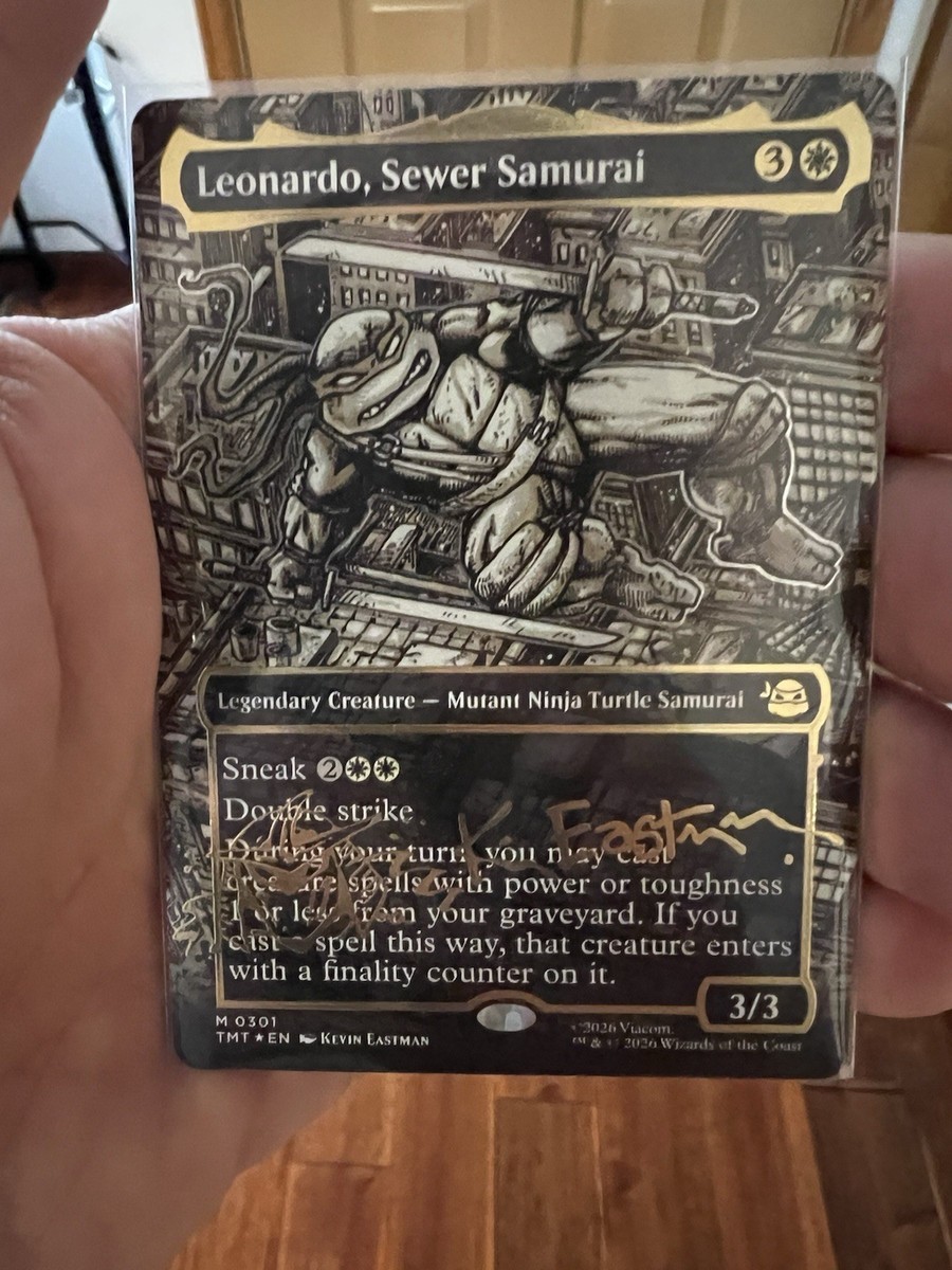 MTG TMNT Leonardo, Sewer Samurai #301 — Borderless Gold-Stamped