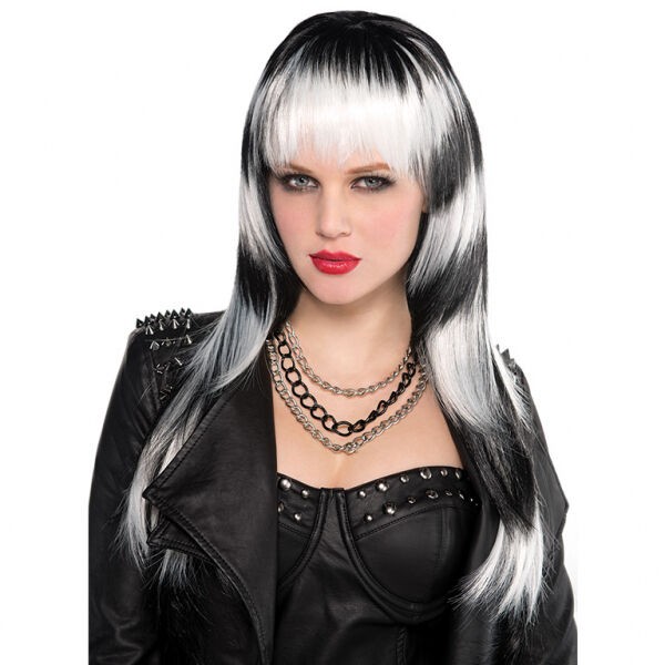 Black & White Halloween Horror Vampire Witch Evil Fancy Dress Wig