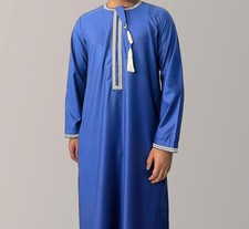 Dubai Men Abaya Jubba Kaftan Thoub Thobe Dishdasha Long Robe Saudi Islamic Arab