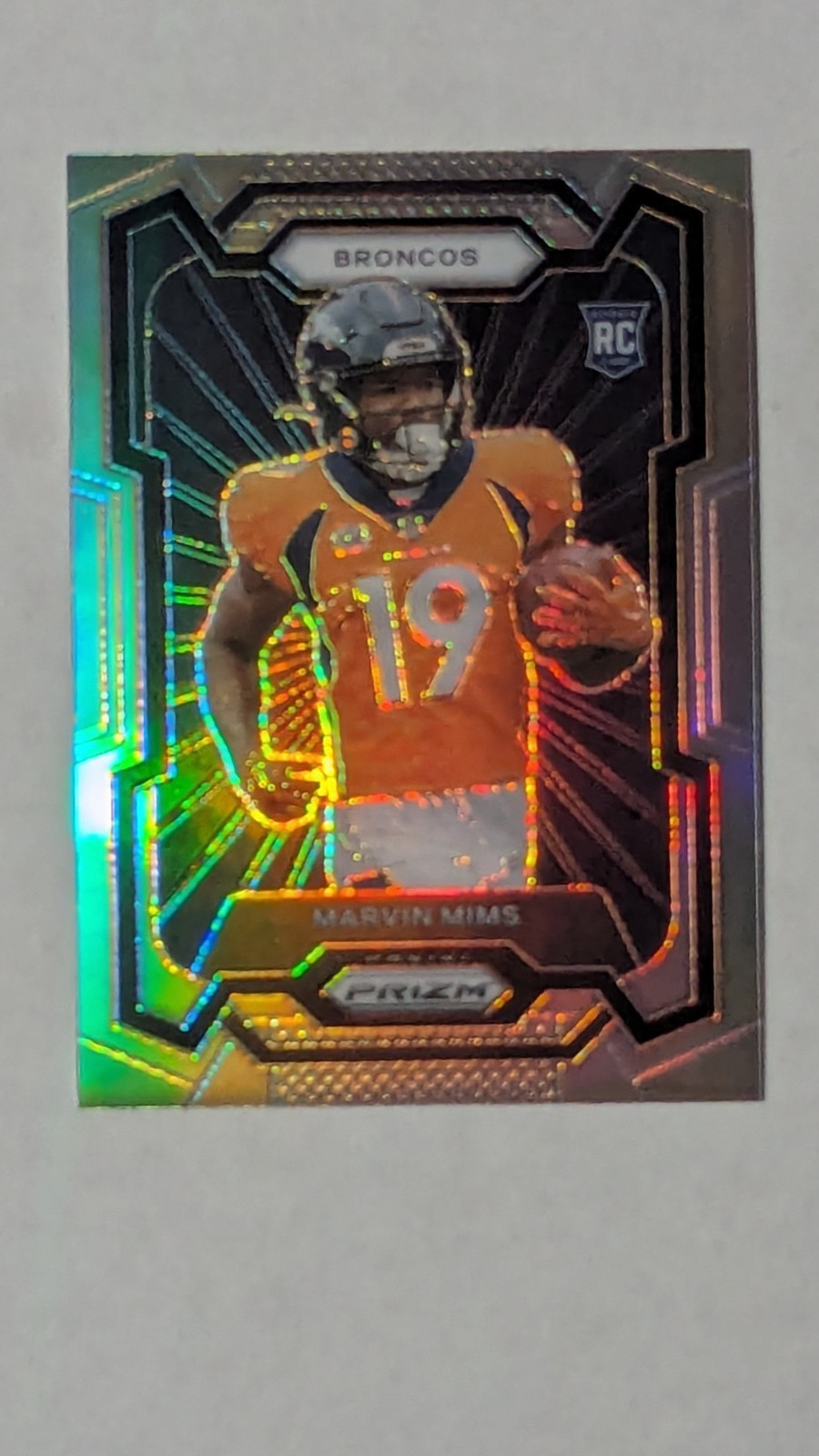 2023 Panini Prizm #318 Marvin Mims RC Silver Prizm Variation BRONCOS