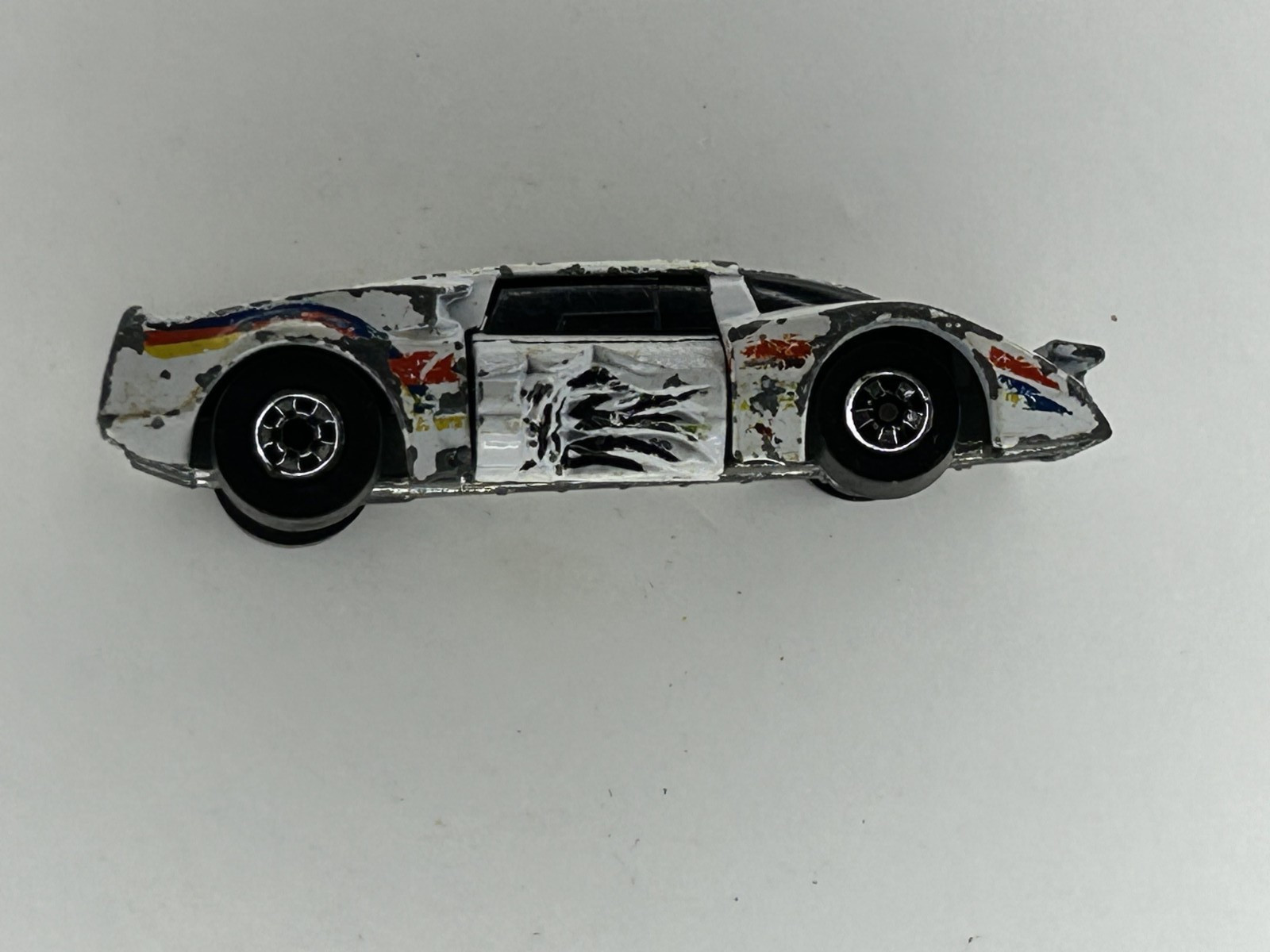 Vtg 1984 Hot Wheels Mattel #3 Crash Car W/ Rotating Crash Door Hong Kong White