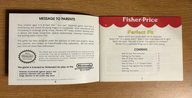 Fisher-Price Perfect Fit - Nintendo NES - Instruction Manual Booklet Only