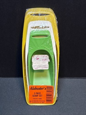 VTG NOS Alabaster 3pc Scoop Measuring Cup Set, 1c, 1/2c, 1/4c Retro Mid Century