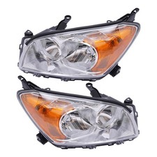 Pair For 2009-2012 Toyota Rav4 Halogen Headlights Chrome Housing Clear Lens
