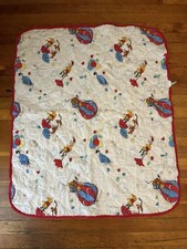 Vintage 1970s 80s Winnie-the-Pooh baby crib quilt Blanket Sears 32x39 Cotton