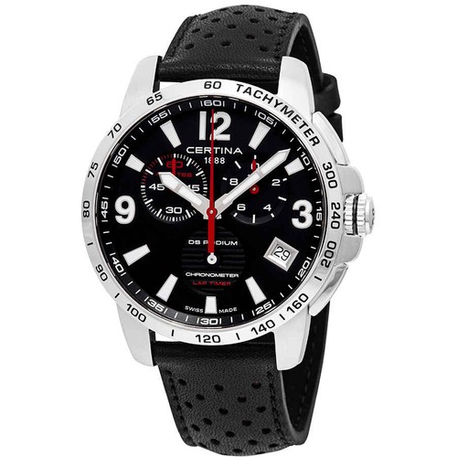 Certina DS Podium Chronograph Lap Timer Black Dial Men's Watch