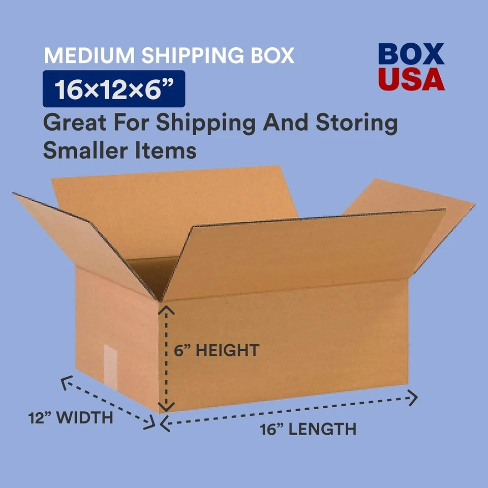 Corrugated Cardboard Boxes 16x12x6, 25 Pack - Image 4 of 4