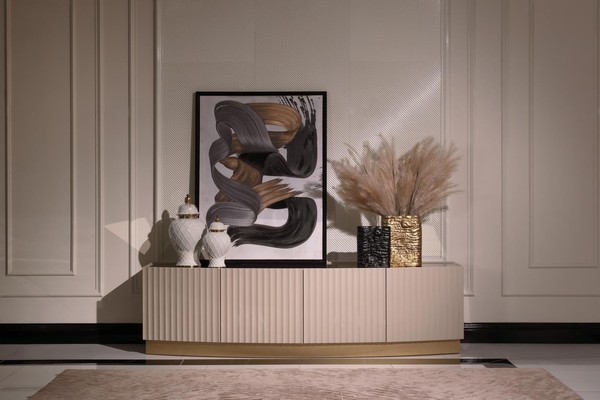 Sideboard Anrichte Schrank Holzschrank Holz Beige Wohnzimmer-image