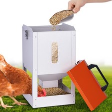 Galvanized Automatic Chicken Feeder No Waste 20lbs Large Metal Chicken Feeder...