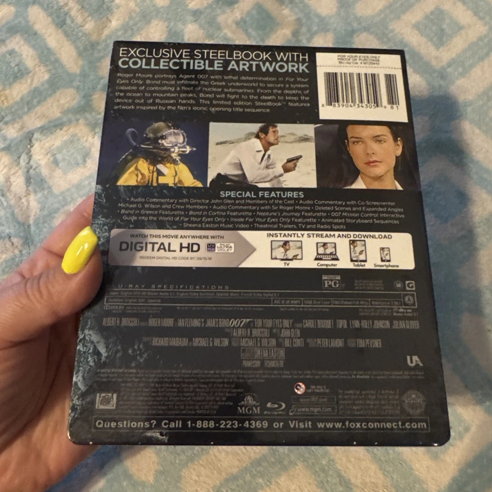 For Your Eyes Only - Blu Ray - Steelbook - 007 / James Bond - New! OOP Foto 3 de 4