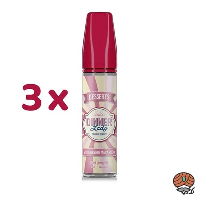 Dinner Lady STRAWBERRY MACAROON Longfill Liquid 3x 14ml - Desserts