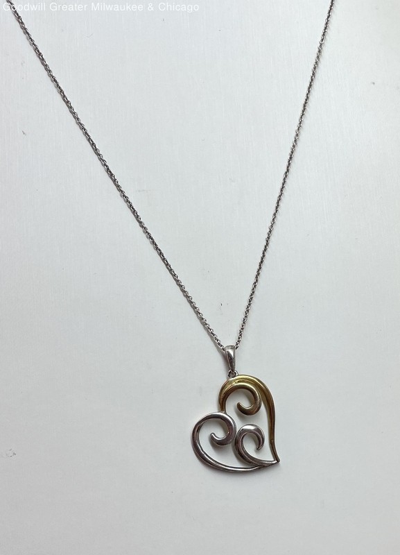 Artisan 925 Sterling Swirled Open Heart Pendant Necklace 4.0g