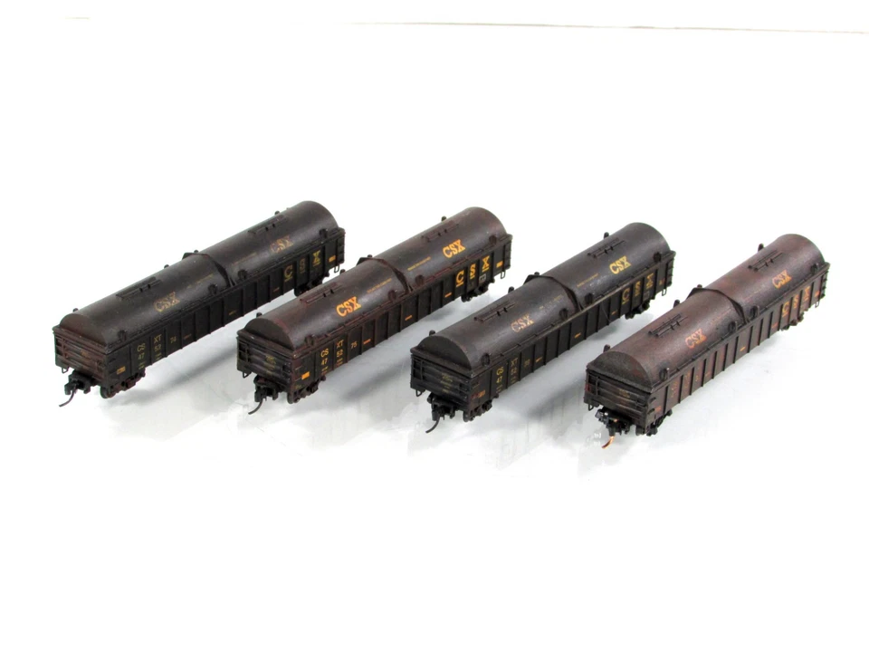 Paquete de 4 góndolas de acero bobina desgastada escala N ***CSX*** ---- Micro trenes 99300173 Foto 4 de 4