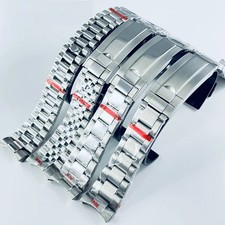 Stainless Steel Watch Band Folding Buckle Brushed Glide Lock Clasp Bracelet 20mm