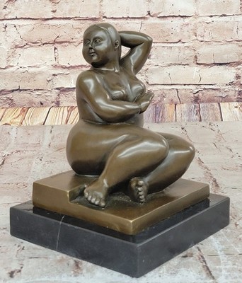 Fernando Botero Plump Woman Bronze Figurine Statue Marble Base Figurine Decor
