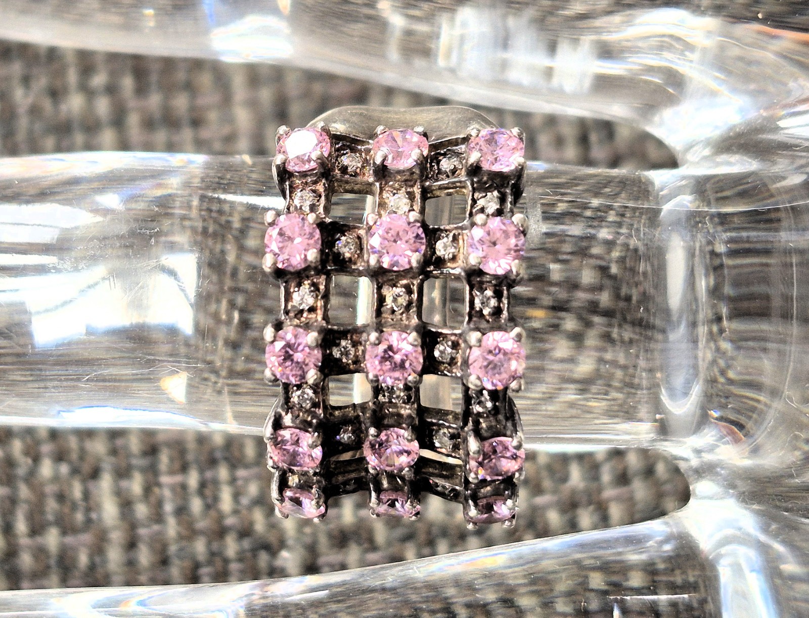 Superb CHUNKY Solid Silver Pink RHODOLITE & White… - image 2