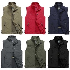 Tooling Vest Waistcoat Sport Tops Sleeveless Coat Jacket Zipper Casual  