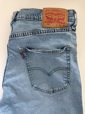 511 levis 36x30 light wash blue slim fit