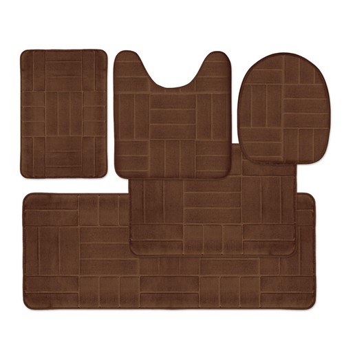 5 Piece Bathroom Rugs Set - Soft Non Slip Memory Foam Large Mats - Perfect Co...