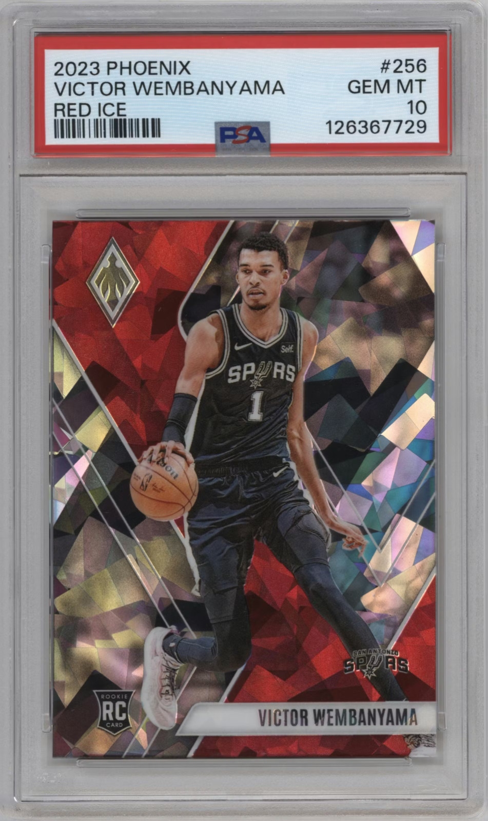 2023-24 Phoenix - Victor Wembanyama #256 Red Ice Phoenix (RC) ROOKIE PSA 10 GEM