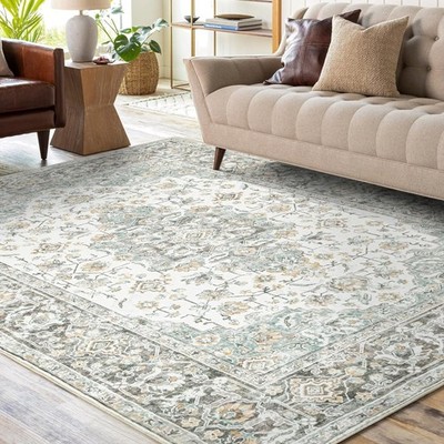 Teppich Wohnzimmer Schlafzimmer 160x230cm Vintage Beige Kurzflor Waschbar Tep...