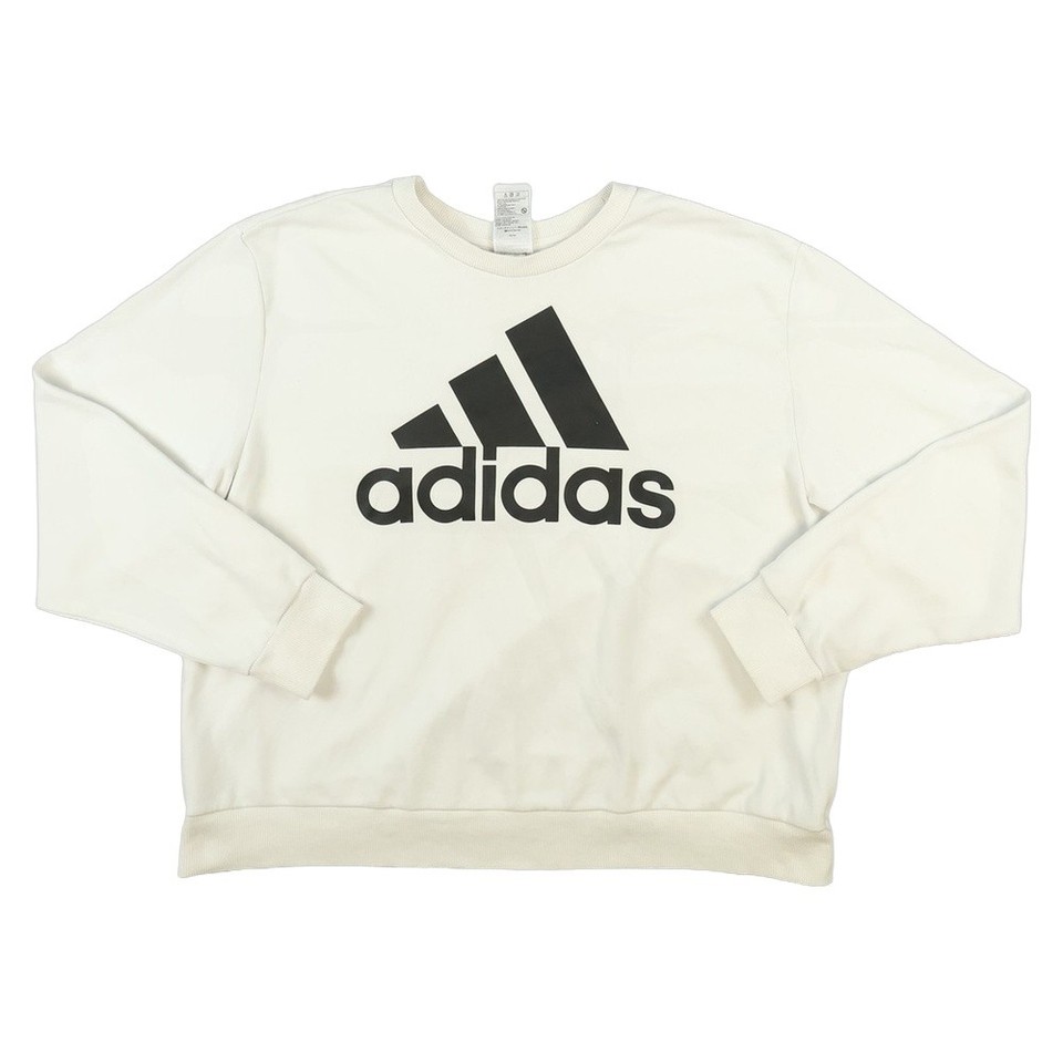 Adidas Jumper Womens XLARGE White Essentials Big Logo Crew Sweatshirt Size XL